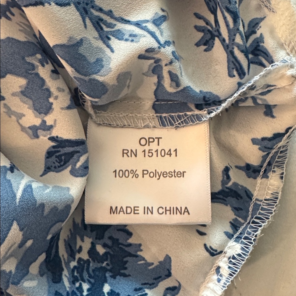 Blue Floral Tie-Strap Midi Dress - White & Blue o.p.t. Sz M - Picture 11 of 12